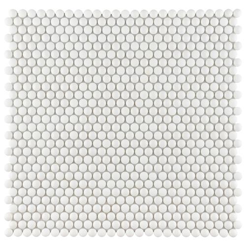 Expressions Button White 12-1/2" x 12-3/4" Glass Mos