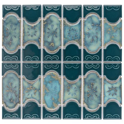 Montego Emerald 12"x12-1/2" Porcelain Mosaic