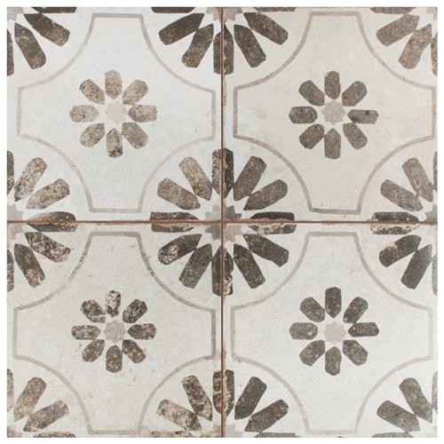 Kings Blume Nero 17-5/8"x17-5/8" Ceramic Floor/Wall Tile