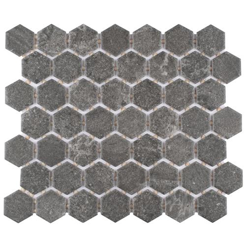 Liverpool Hex Dark Grey 10"x11-3/8" Ceramic Mosaic