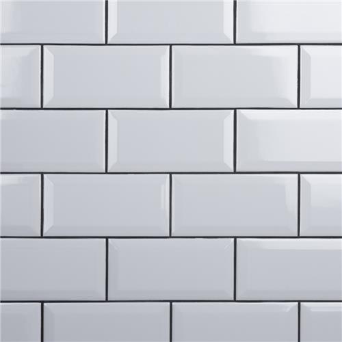 Crown Heights Beveled Glossy White 3"x6" Ceramic W Tile