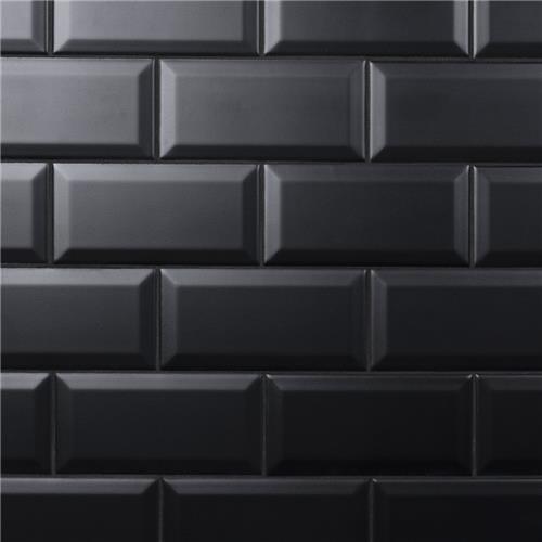 Crown Heights Beveled Matte Black 3"x6" Ceramic W Tile