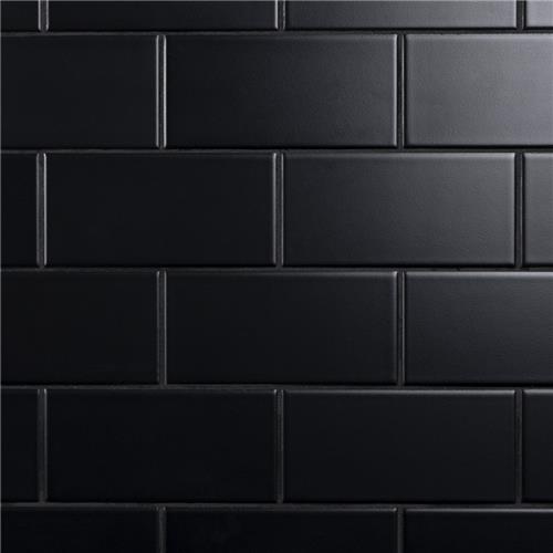 Crown Heights Matte Black 3"x6" Ceramic W Tile